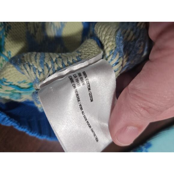 Vintage David Brooks Floral Spring Stripe Cardigan Sweater Sz L 100% Cotton - Picture 4 of 6